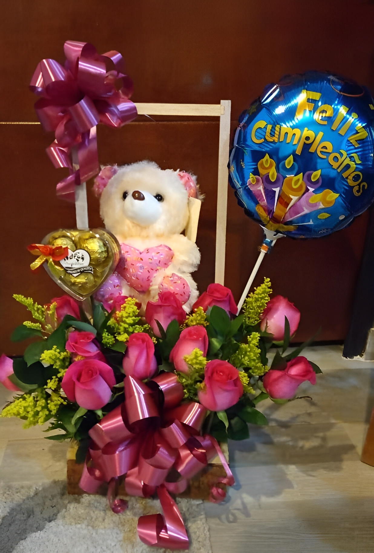 Columpio peluche rosas R66