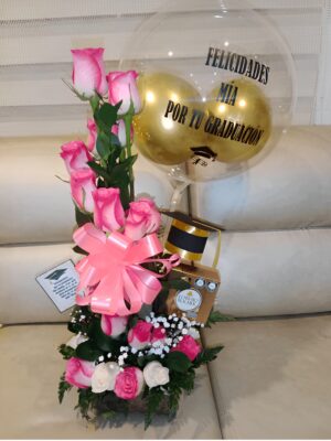 Arreglo grado, globo personalizado, gorro, ferrero x 4 unidades R165